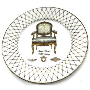 Henriette Porcelain French Chairs Collection Plate ''Blue Italian Baroque Chair"